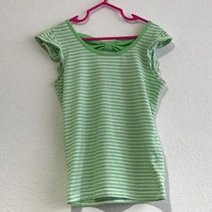Kids One Step  Up Green  White Striped Shirt Sz s